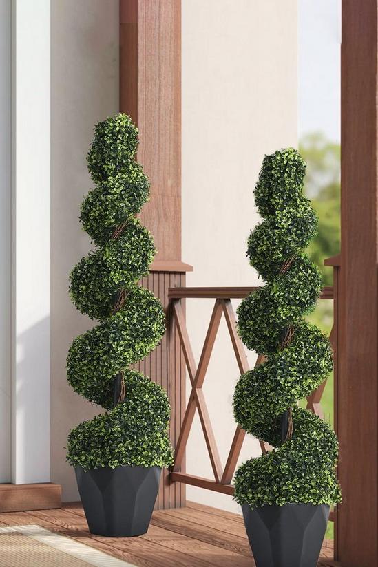 Living and Home 2 Pack 120CM Artificial Topiary Spiral Boxwood Tree Fake Plant 1