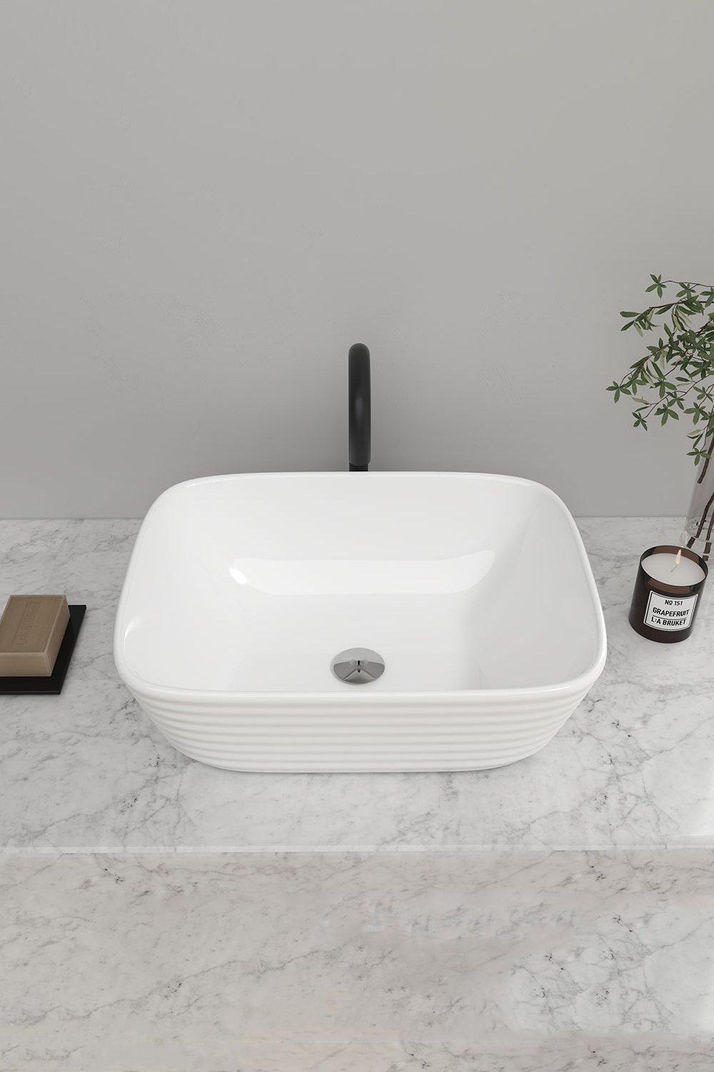 Square Countertop Bathroom Sink Bowl