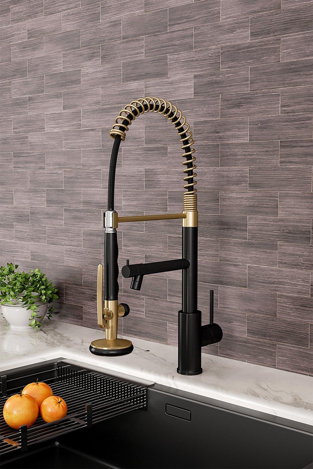 Swivel Bathroom Faucet with Pull Down Sprayer and Pot Filler