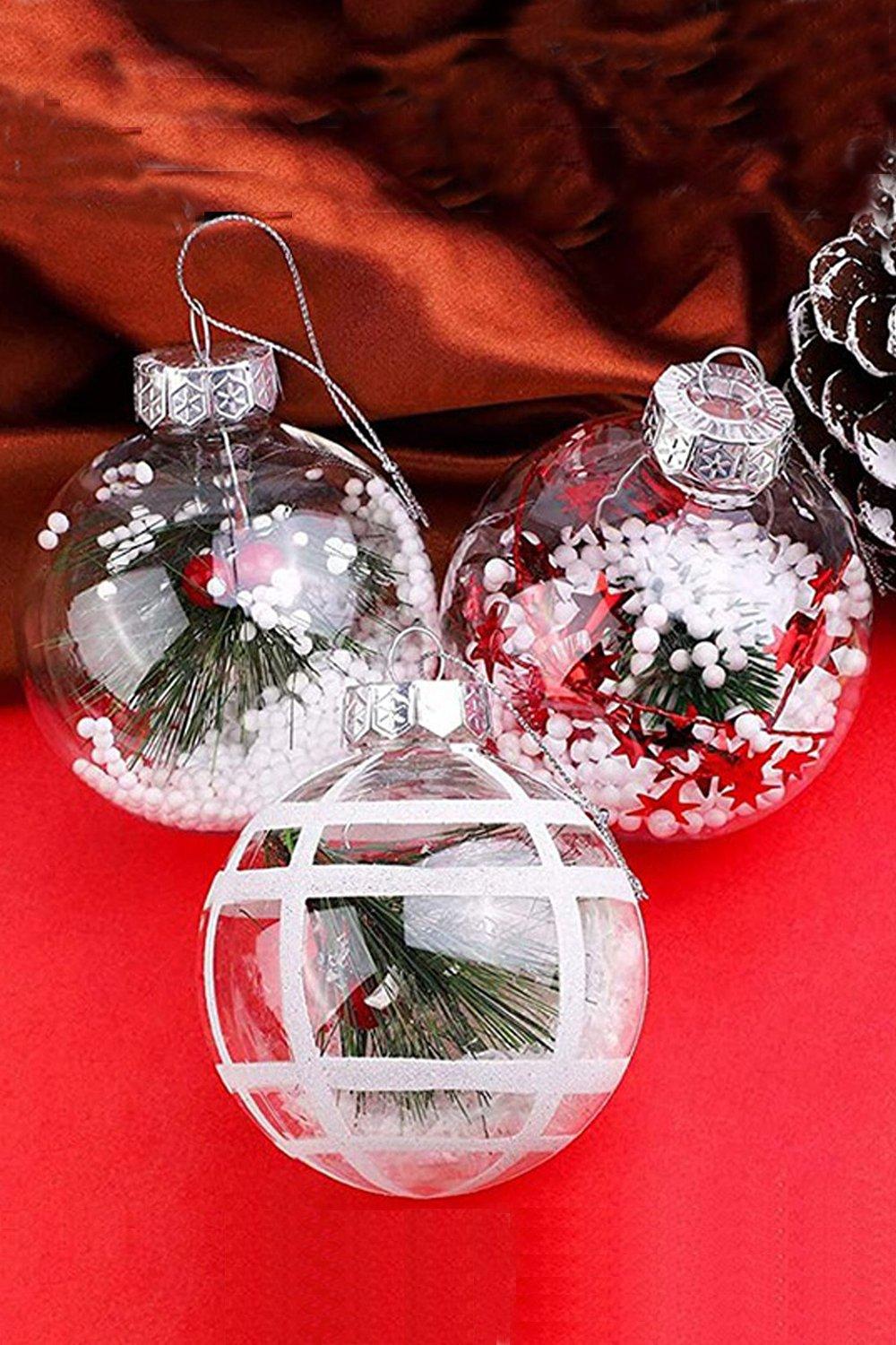 5 Pack Glass Ornament Balls for Christmas Tree Decor