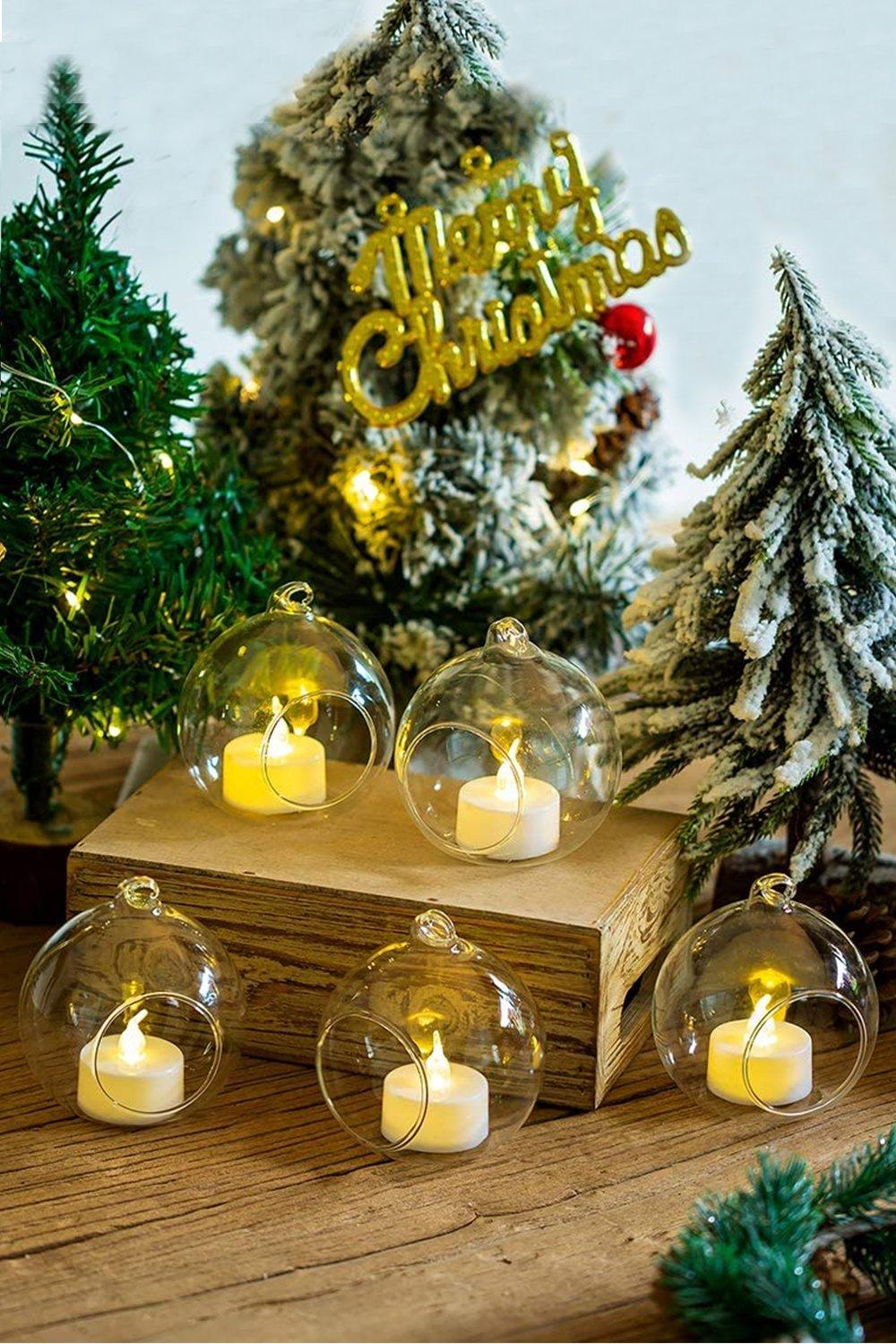 8cm Transparent Christmas Decoration Glass Hanging Ball Set of 6