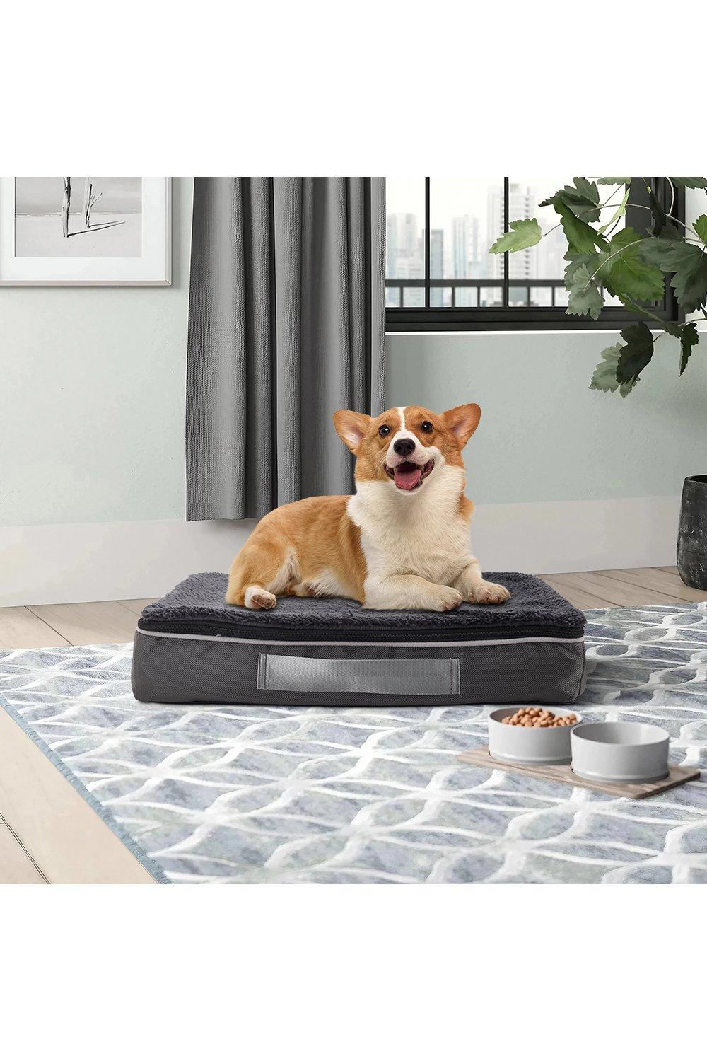 75cm W x 50cm D x 10cm H Washable Pet Bed with Plush Mat