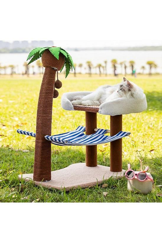 Living and Home Coconut Cat Tree with Hammock and Sisal Perch 2