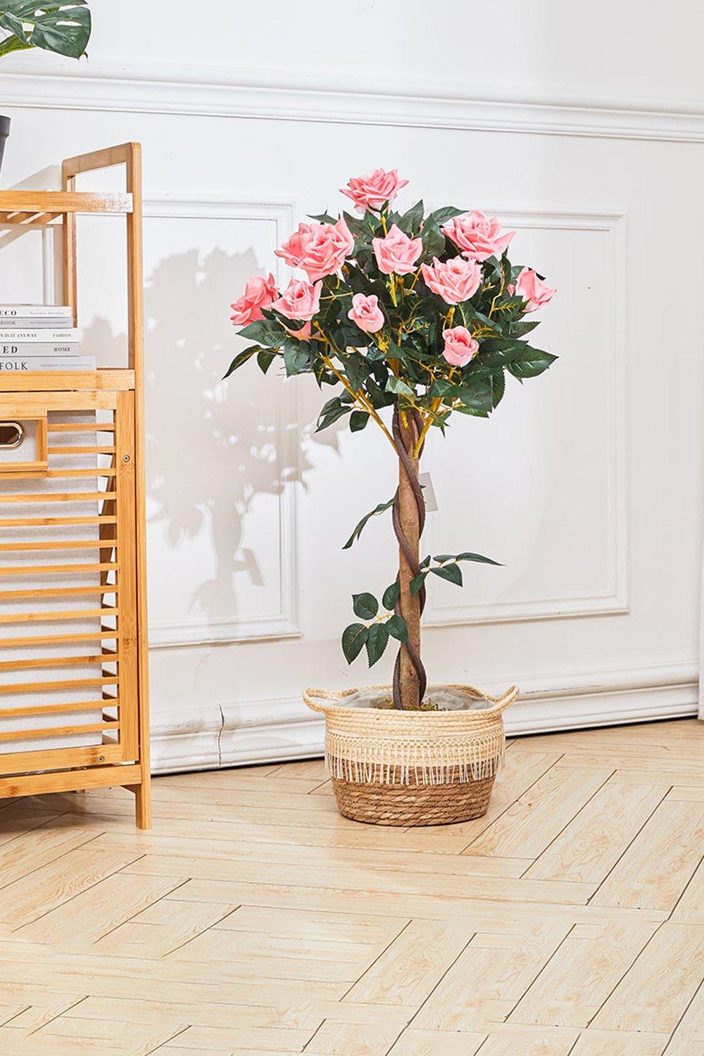 90cm Pink Artificial Rose Flower Tree in Pot