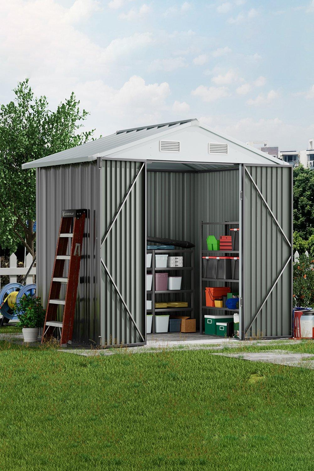 4x6 ft Outdoor Metal Storage Shed with Lockable Door