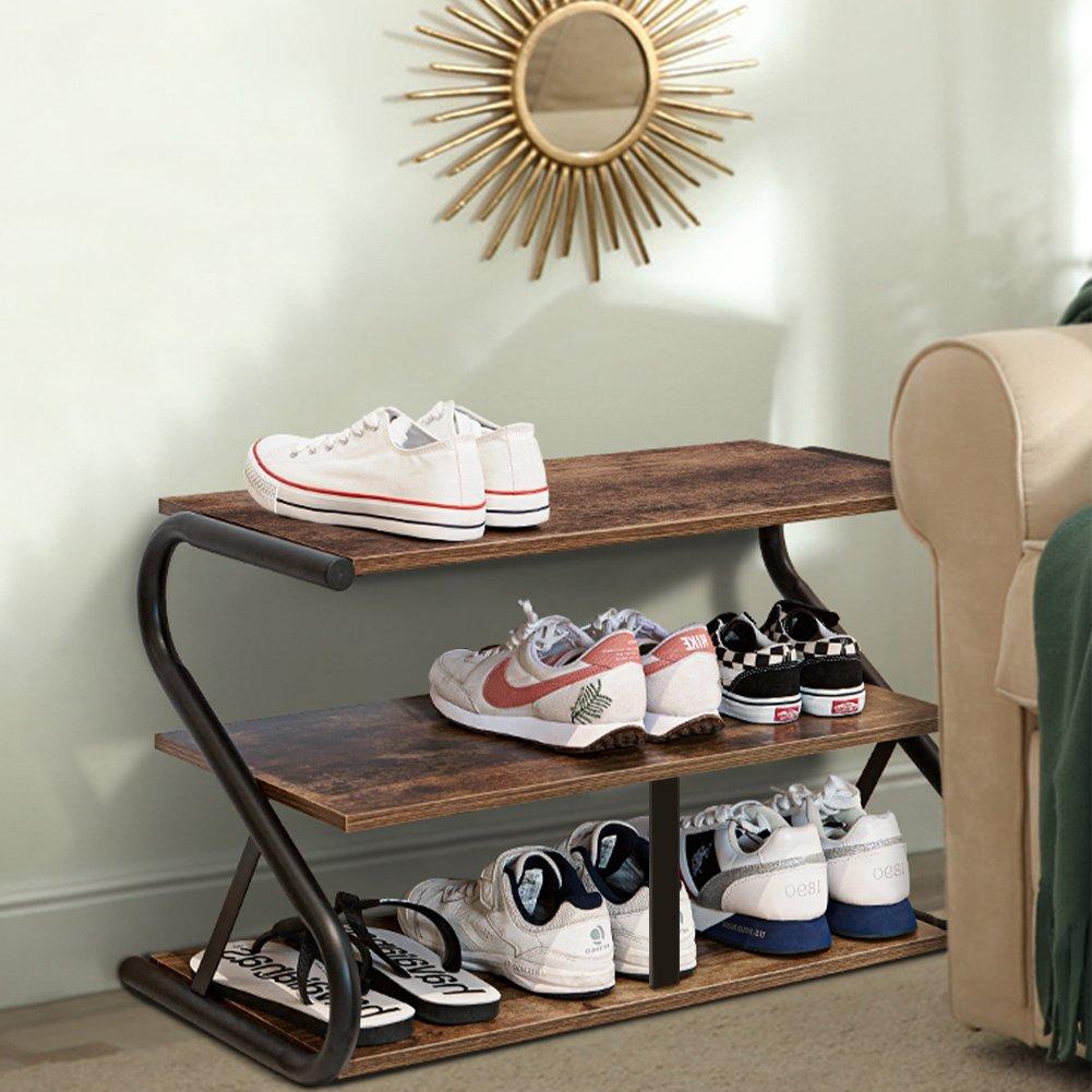3-Tier Shoe Rack Z-Frame Wooden Shoe Shelf for Hallway