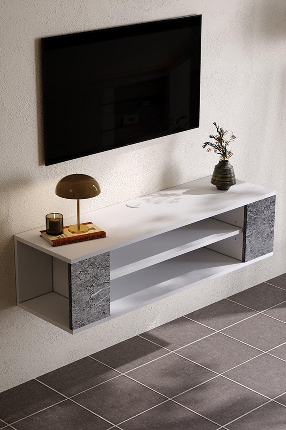 Wall Mounted Floating TV Stand with 2-Layer Shelves