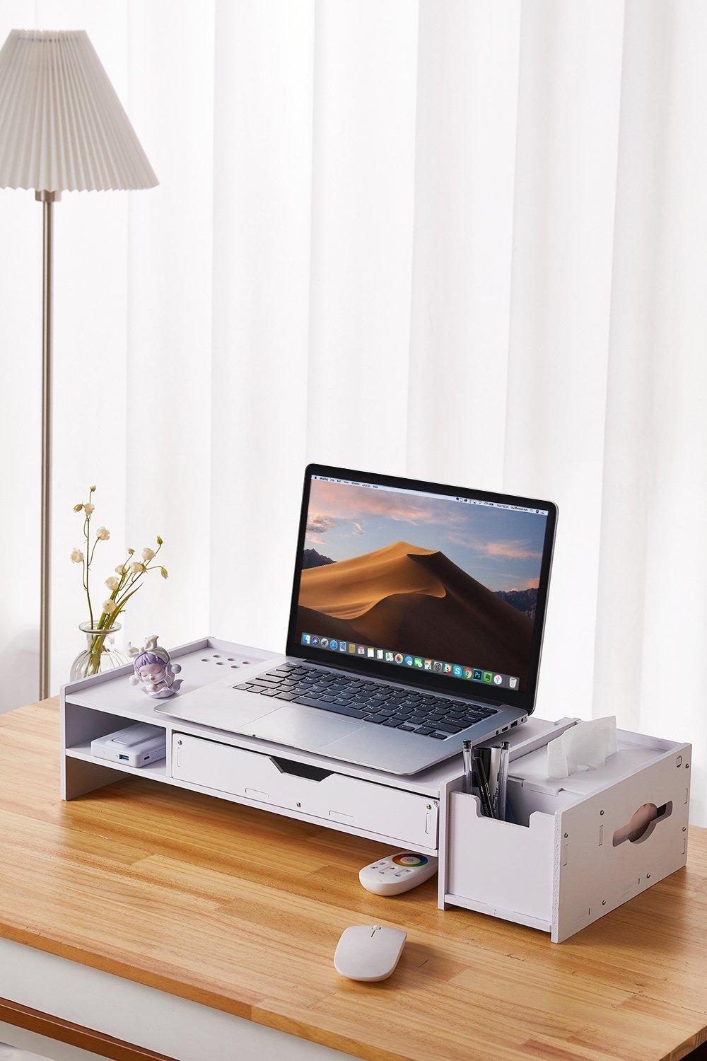 Home Office Monitor Stand Riser with Storage