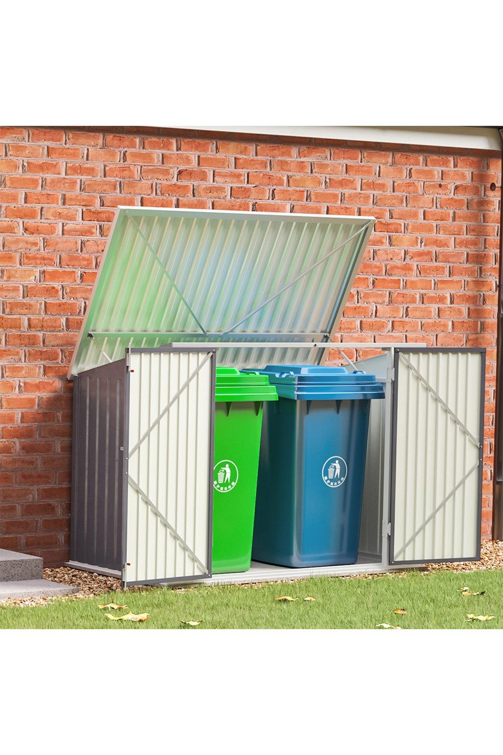 Durable Outdoor Garden Trash Can Bin Steel Storage Shed