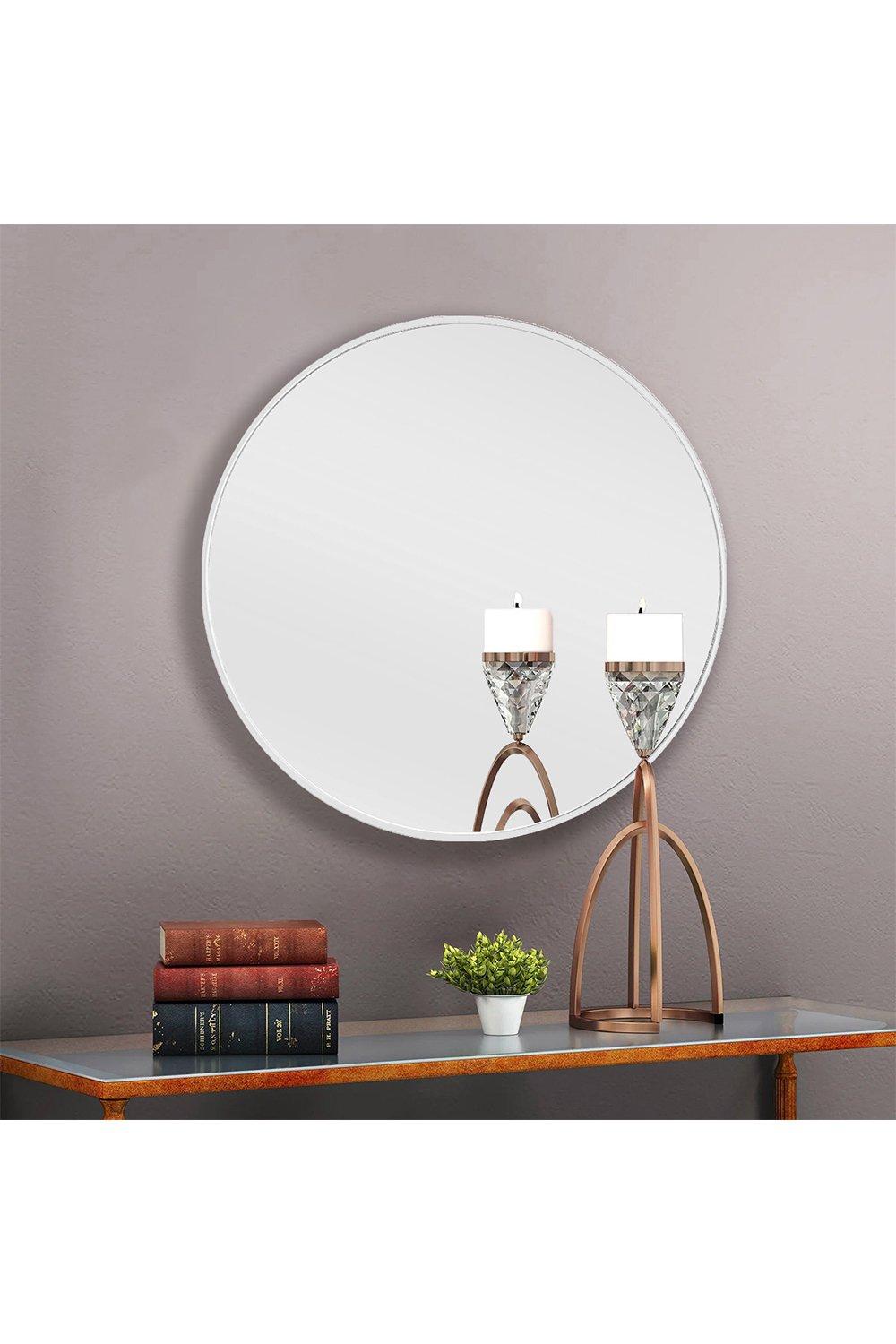 50cm Dia Nordic Round Wall Mirror with White Frame