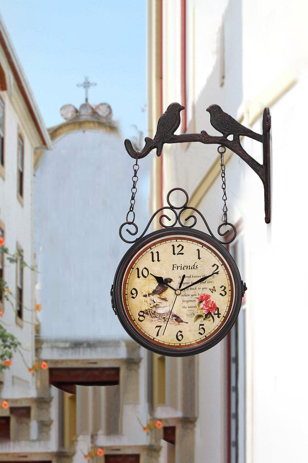 European Retro Double-Bird Double-Sided Hanging Wall Clock