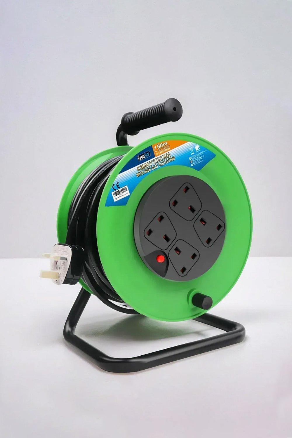 4 Outlets Retractable Cable Reel 50M Cord