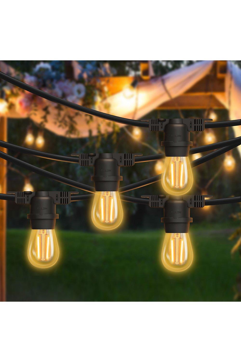 10M String Lights with 15 E27 Holder, IP65, connectable, Black