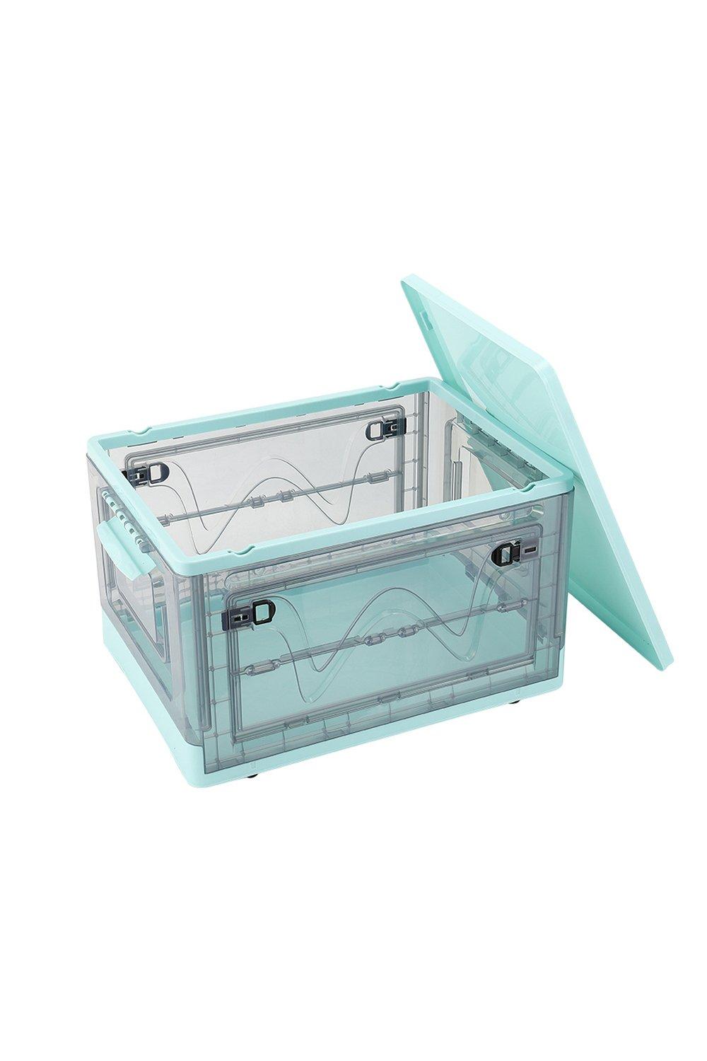 Plastic Transparent Storage Folding Organizers Box with Wheels