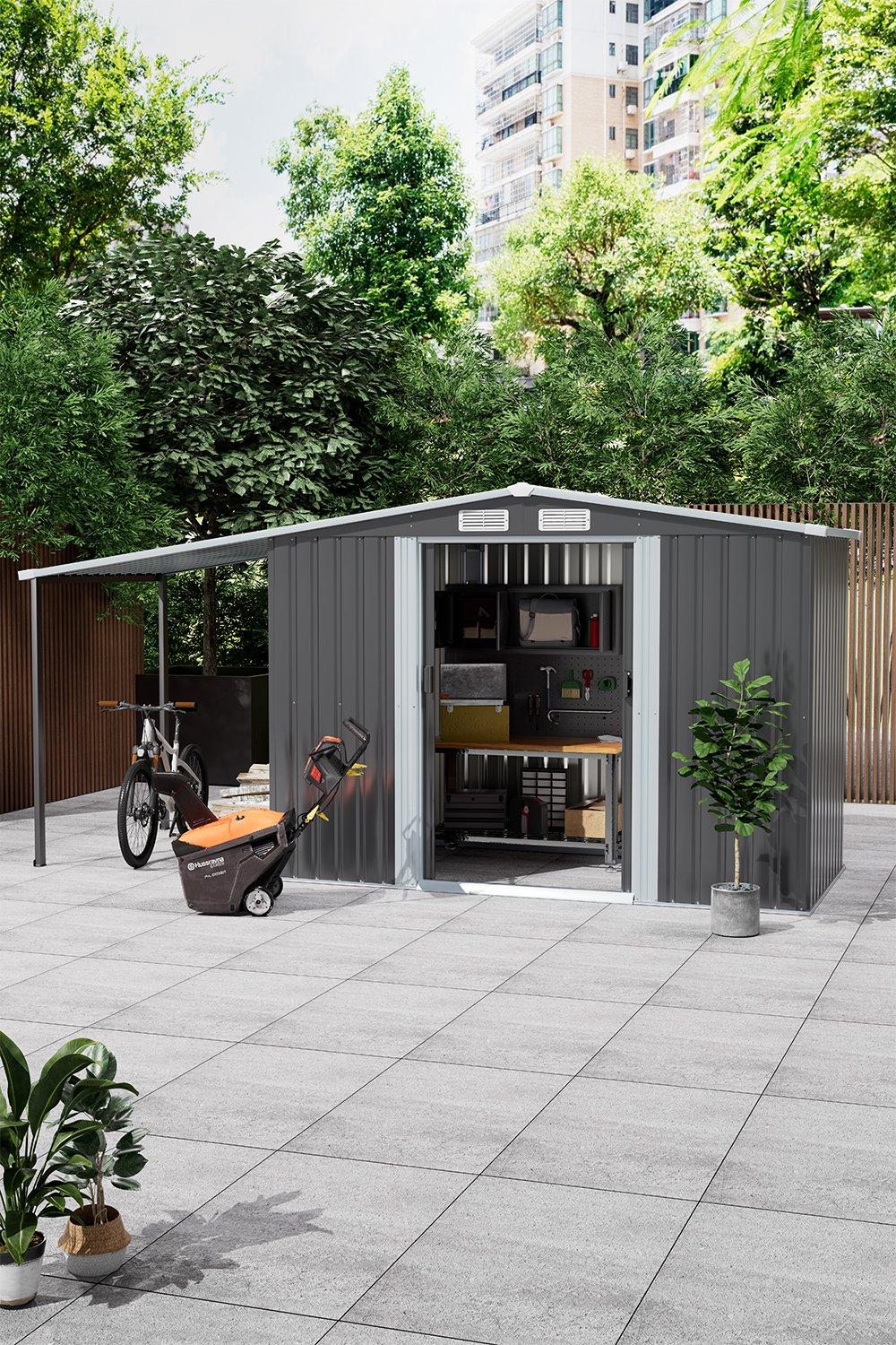Outdoor Metal Storage Shed with Lean-to