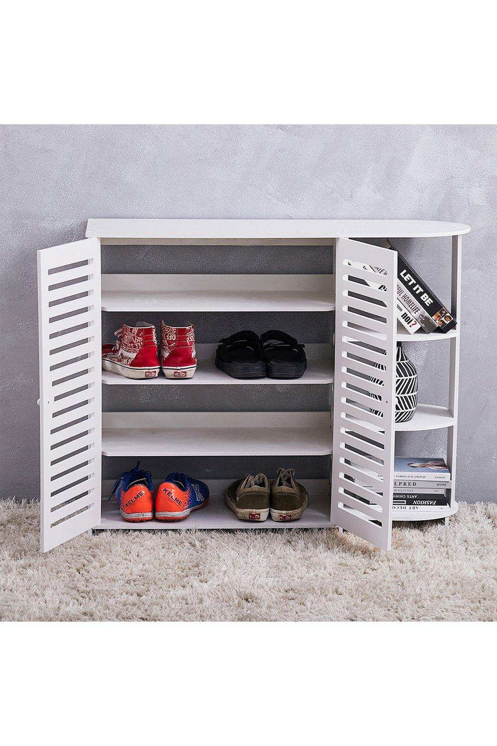 Plastic Wood Shoe Cabinet Storage Shelf for Entryway