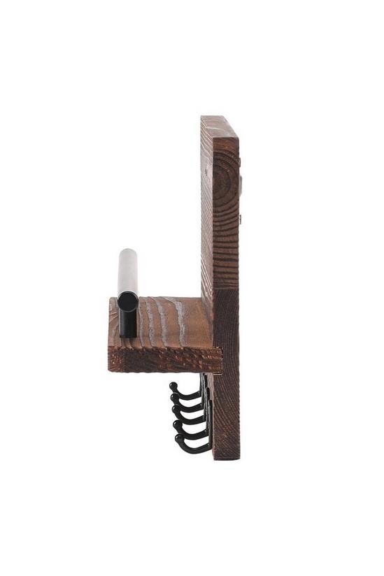 H&O Direct Rustic Wood Floating Shelf with 5 Hooks Decorative Display Key Hanger 3