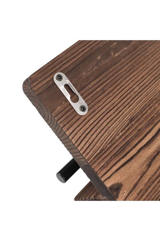 H&O Direct Rustic Wood Floating Shelf with 5 Hooks Decorative Display Key Hanger 6