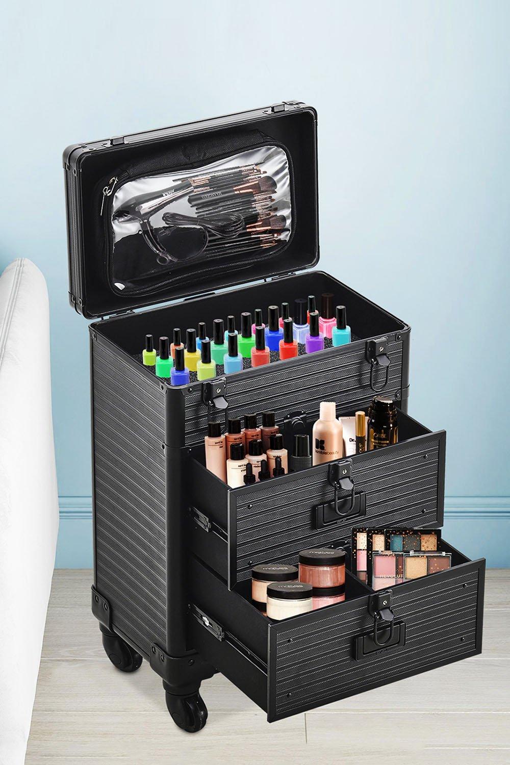 3 in 1 Makeup Beauty Trolley Cosmetic Case