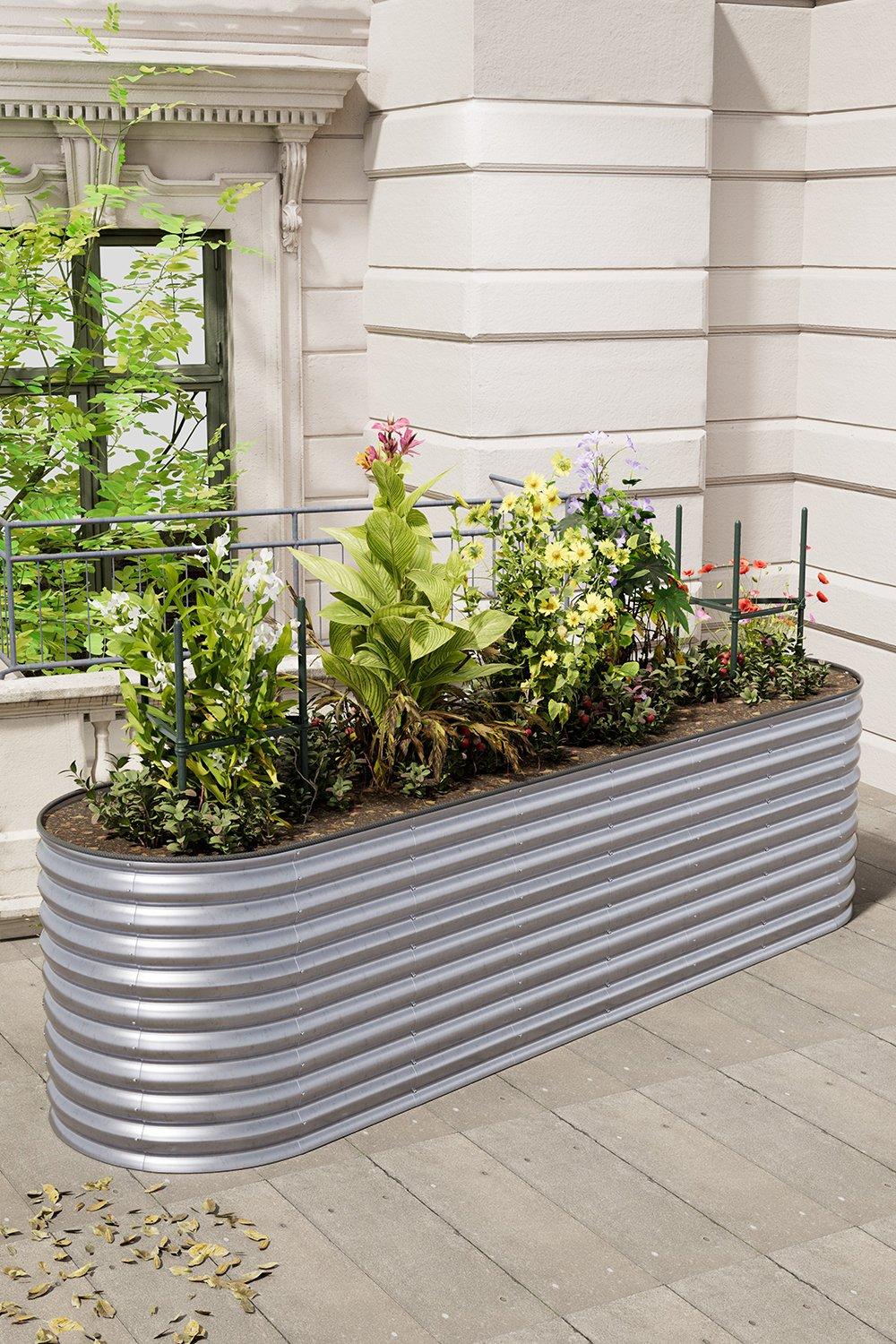 Galvanized Steel Oval-Shaped Plant Raised Garden Bed