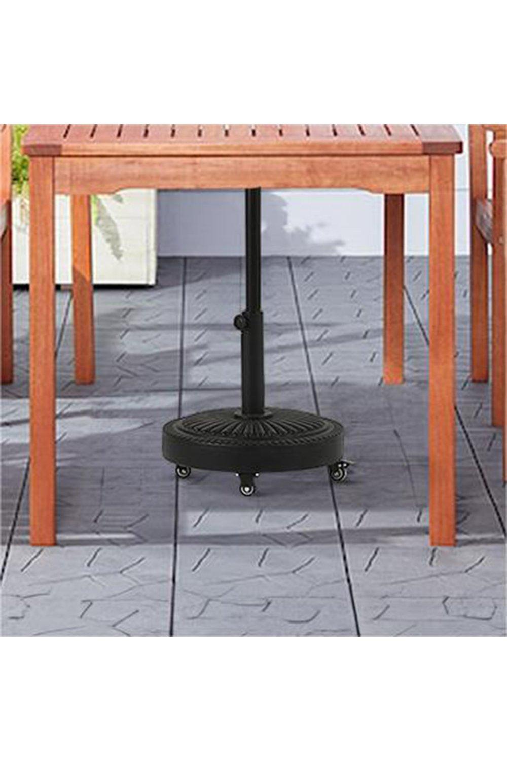 Round-Shaped Concrete-Filled Patio Parasol Stand with Wheels