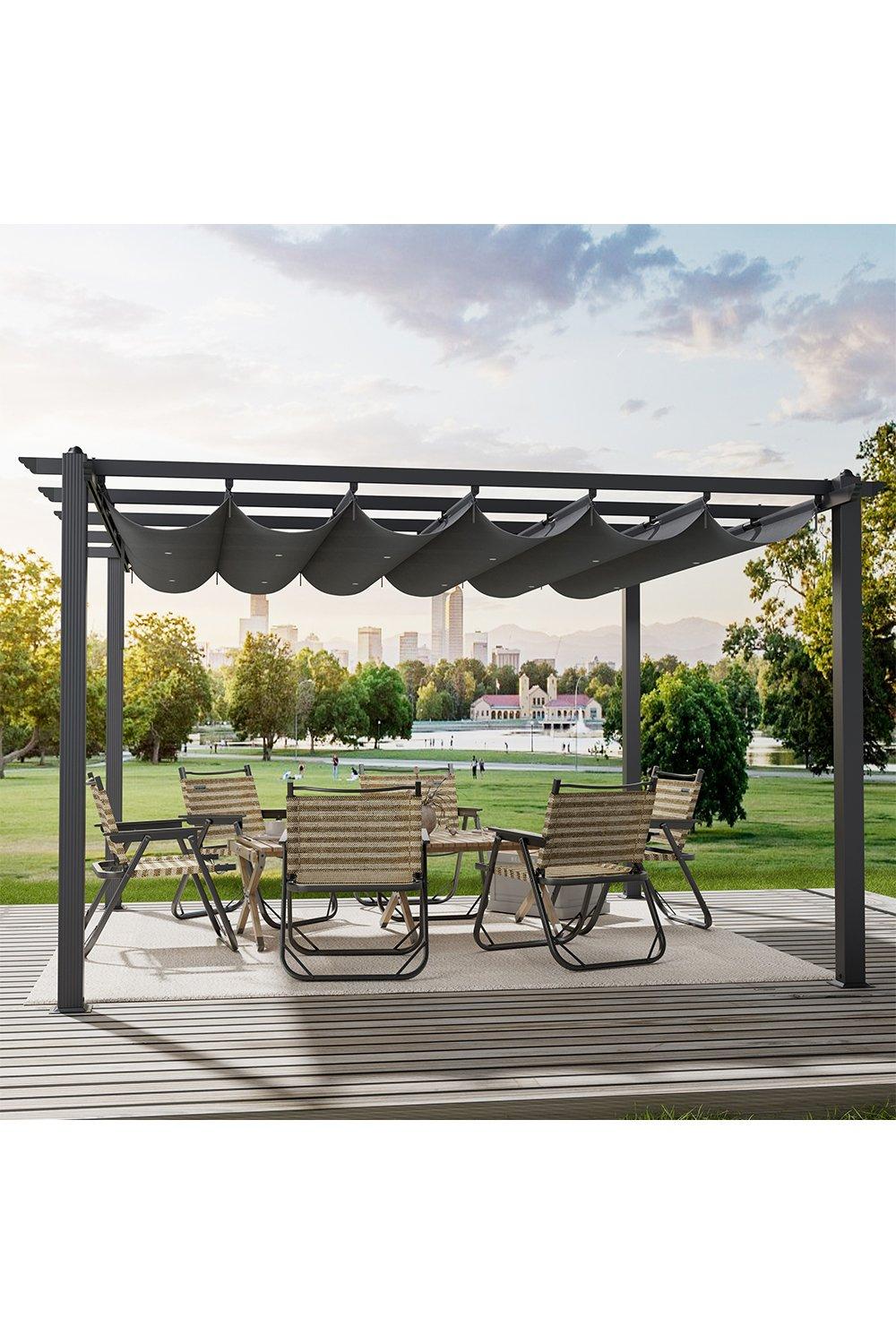 Garden Aluminum Patio Pergola with Retractable Canopy
