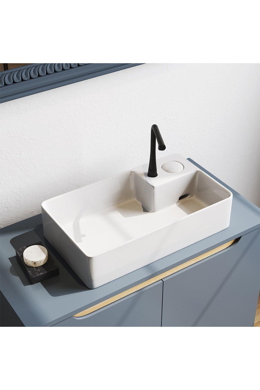 Ceramic Bathroom Sink Countertop Basin with Drain
