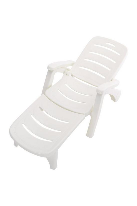 Living and Home Plastic Foldable Outdoor Garden Sun Lounger Recliner with Wheels 4