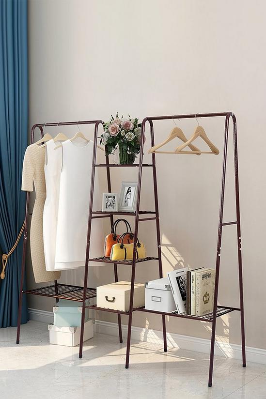 H&O Direct Metal Clothing Rack with 4-Tier Grid Shelves 1