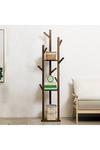 Living and Home Wooden Coat Rack Stand with 3 Shelves for Entryway thumbnail 1