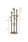 Living and Home Wooden Coat Rack Stand with 3 Shelves for Entryway thumbnail 2