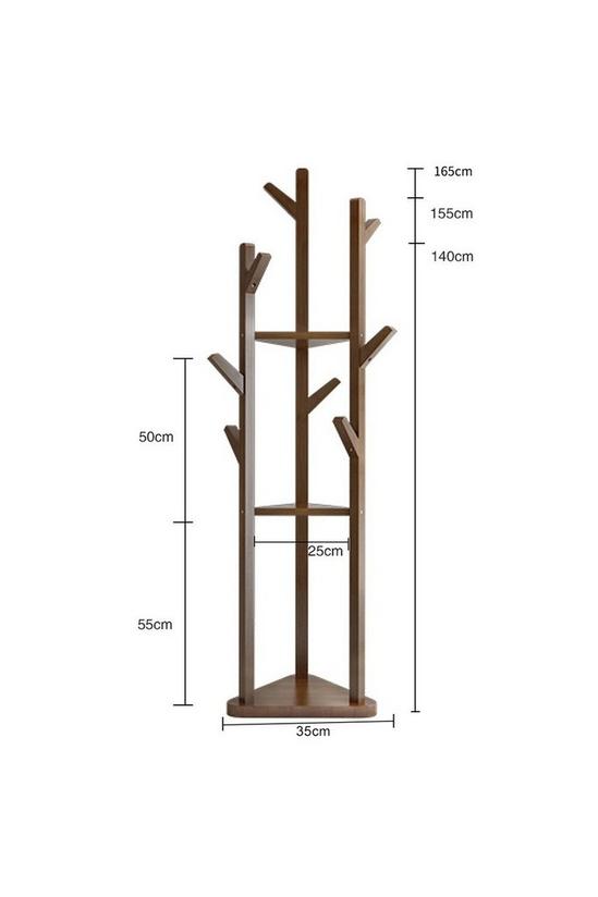 Living and Home Wooden Coat Rack Stand with 3 Shelves for Entryway 2