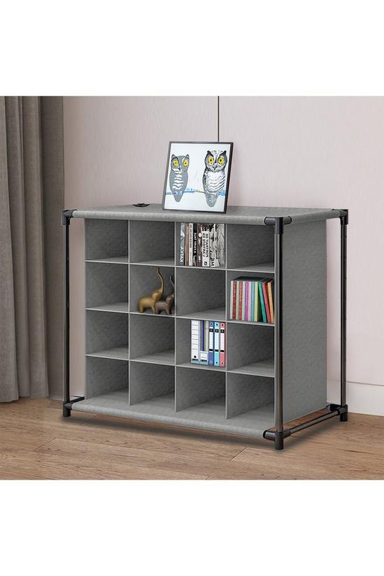 Living and Home 4 Tiers 16-Pair Non-woven Grid Shoes Rack Grey Cubes Storage Shelf Rack Organizers 1