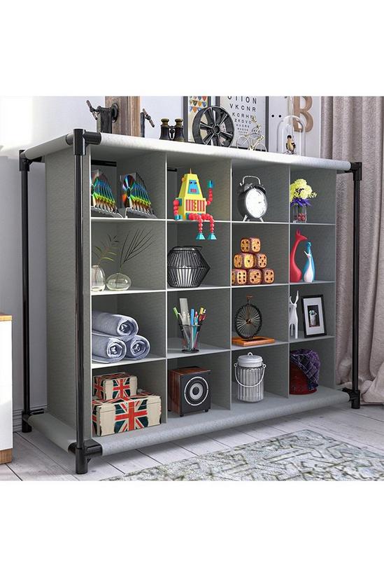 Living and Home 4 Tiers 16-Pair Non-woven Grid Shoes Rack Grey Cubes Storage Shelf Rack Organizers 5