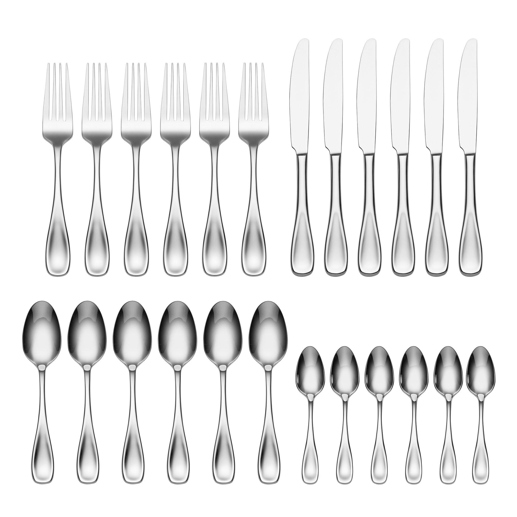 Voss 24 Piece Culterly Set, Stainless Steel, Rust Resistant, Dishwasher Safe