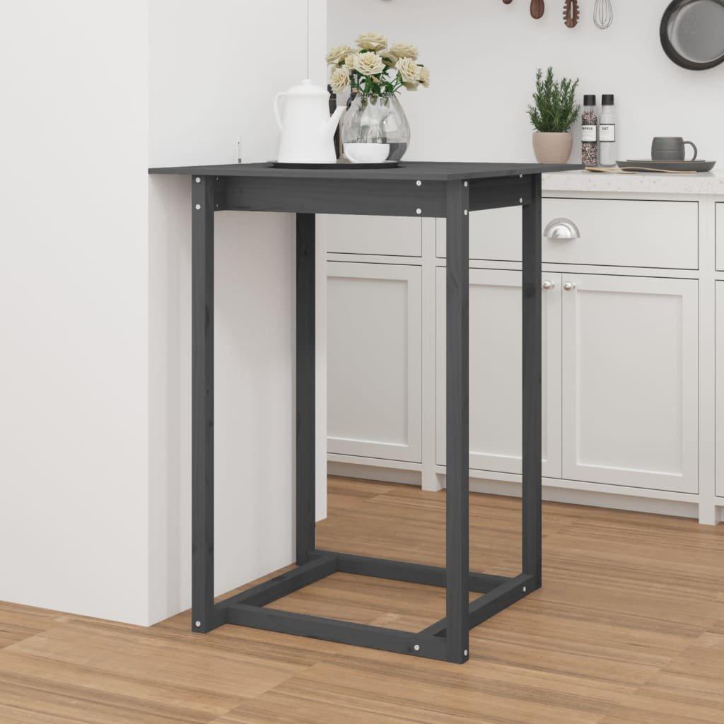 Bar Table Grey 80x80x110 cm Solid Wood Pine