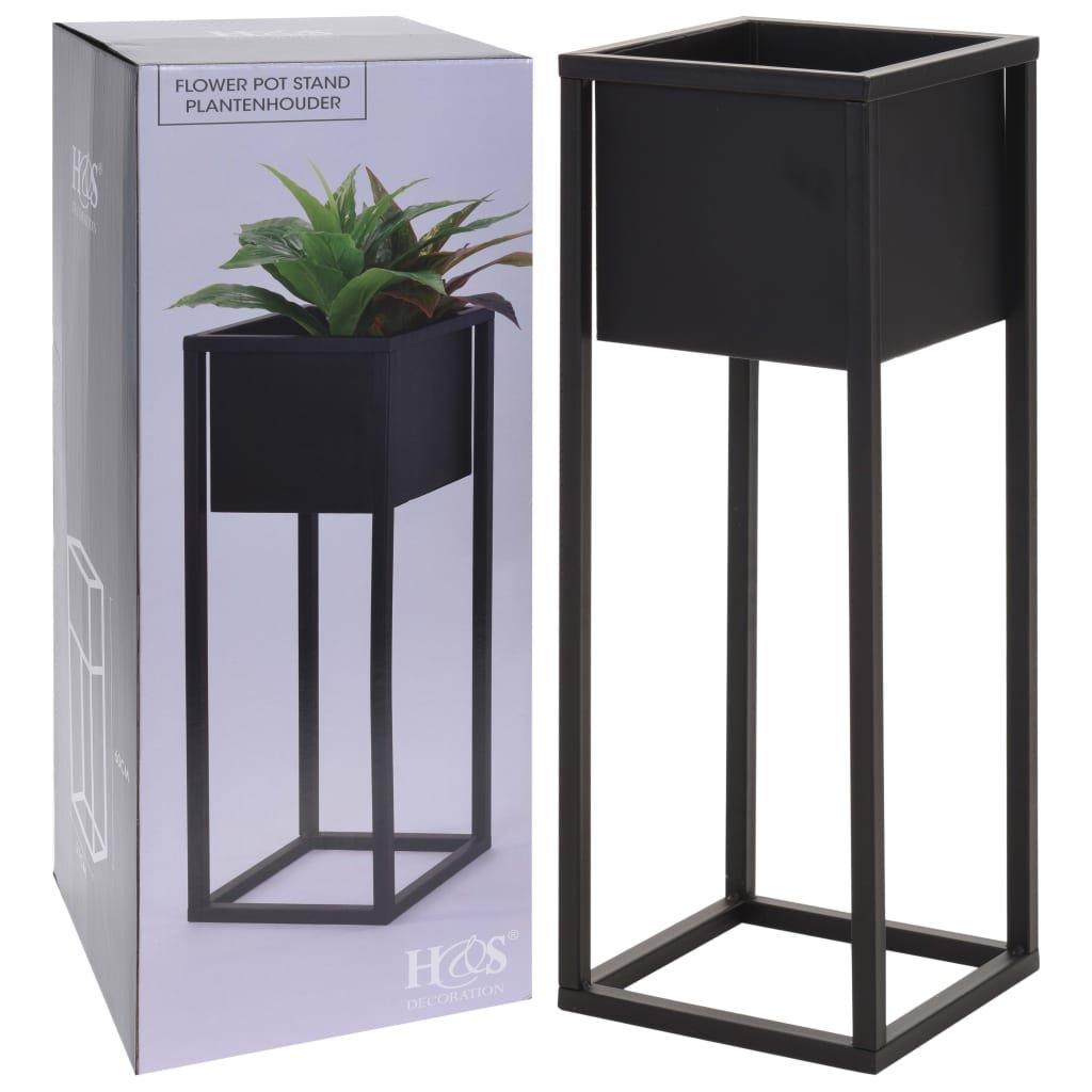 H&S Collection Flower Pot on Stand Metal Black 60 cm