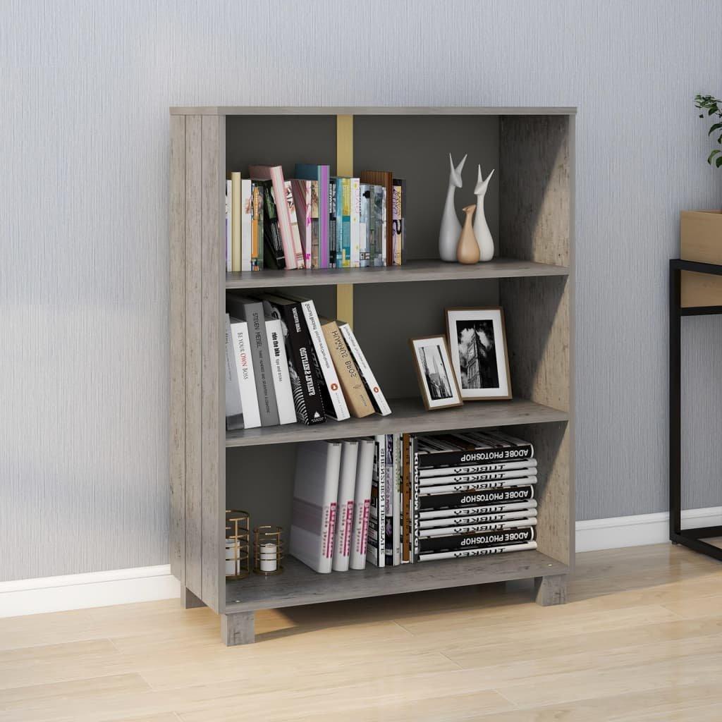 Book Cabinet HAMAR Light Grey 85x35x112 cm Solid Wood Pine