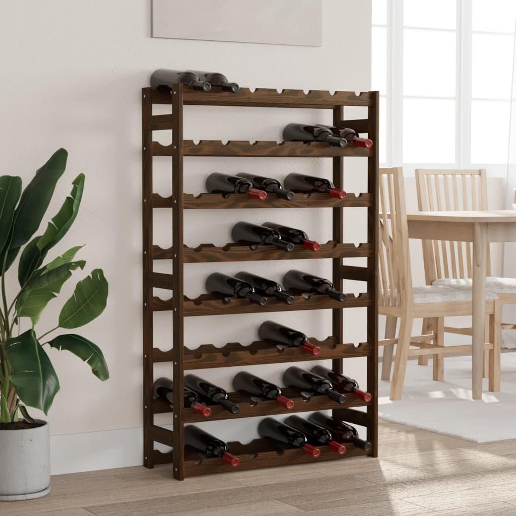 Wine Rack for 56 Bottles Brown Solid Wood Pine