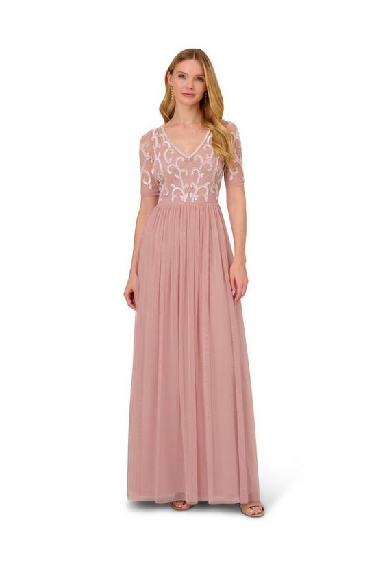 Papell Studio Beaded Mesh Covered Gown 1