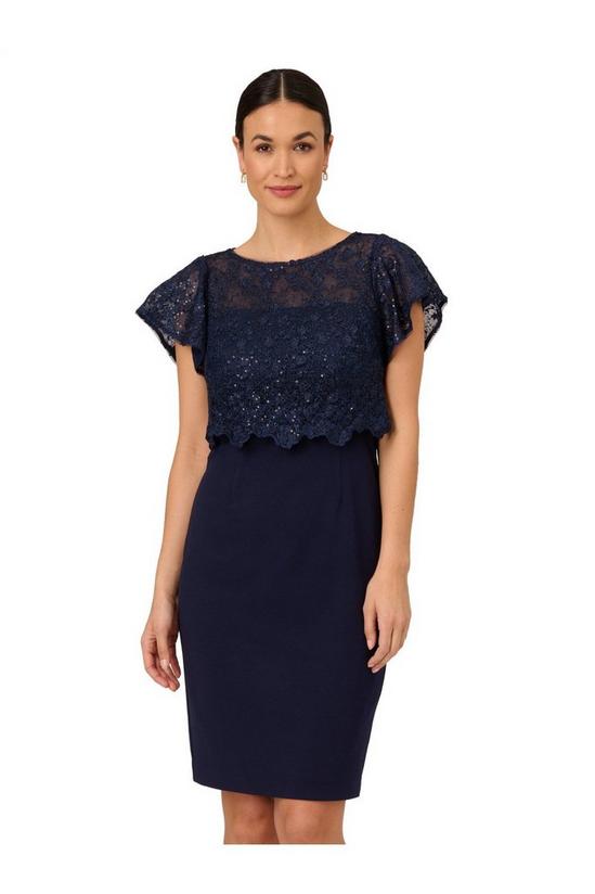 Adrianna Papell Sequin Guipure Crepe Dress