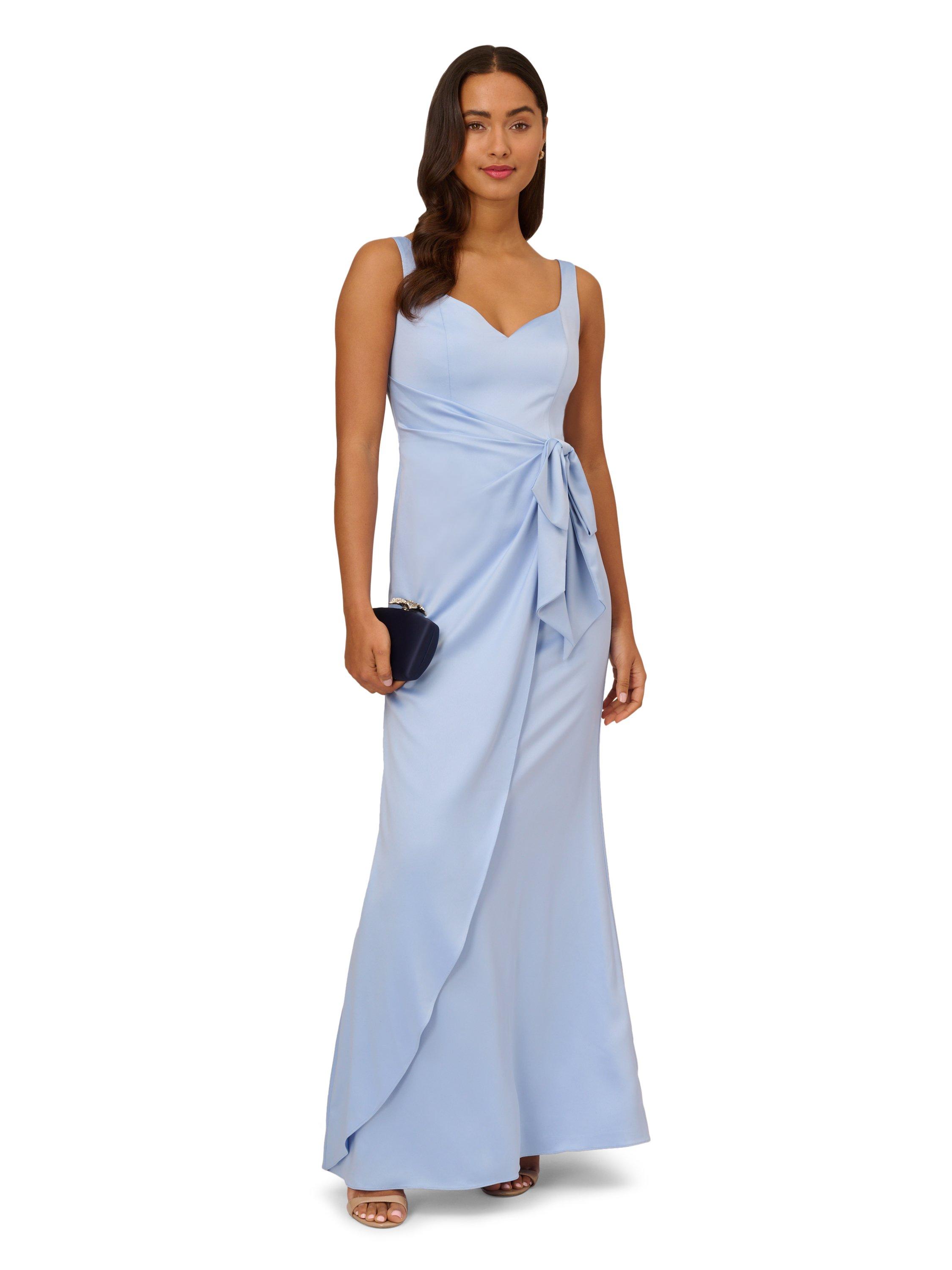 Satin Crepe Tie Waist Gown