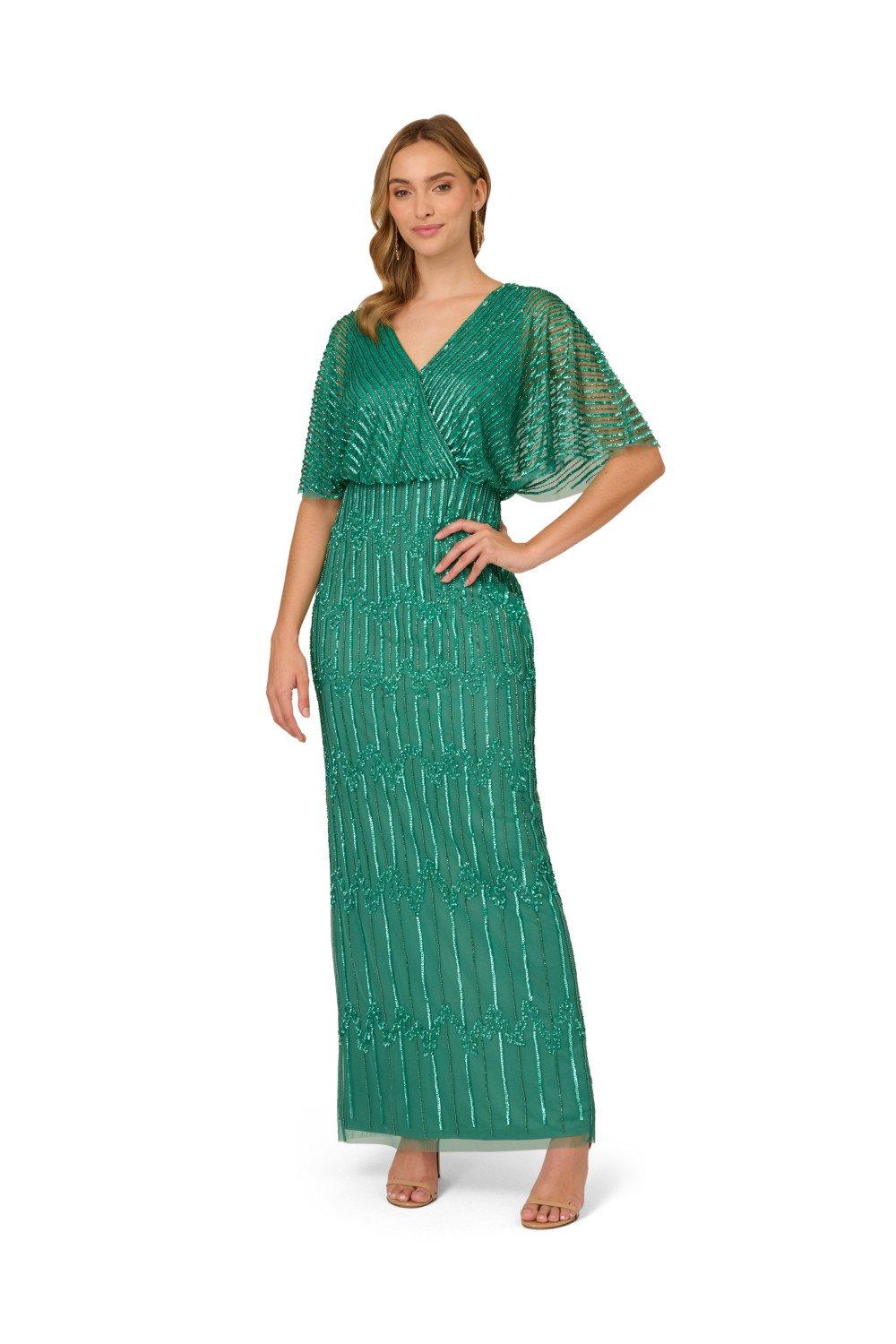 Dresses Beaded Surplice Gown Adrianna Papell