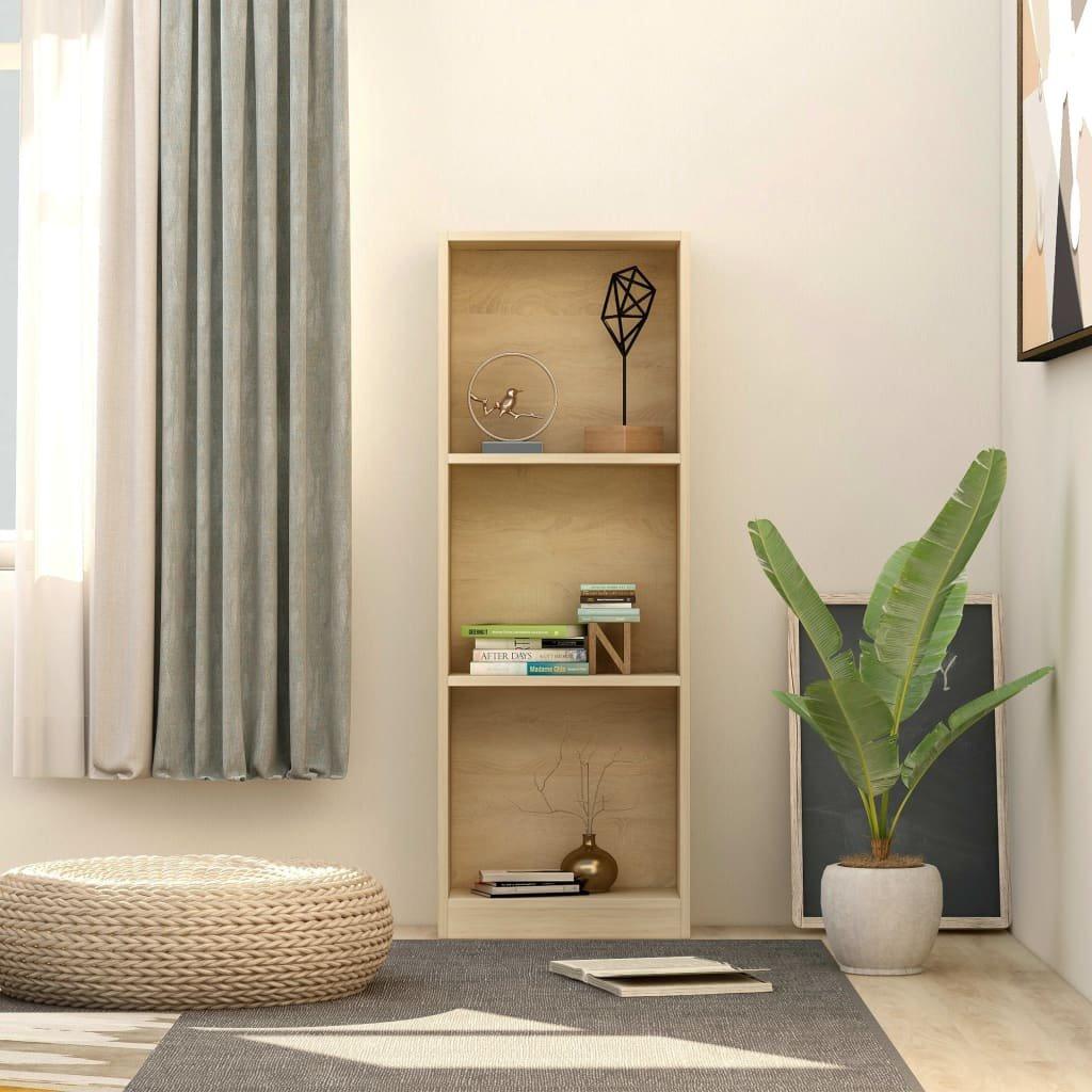 3-Tier Book Cabinet Sonoma Oak 40x24x108 cm Engineered Wood