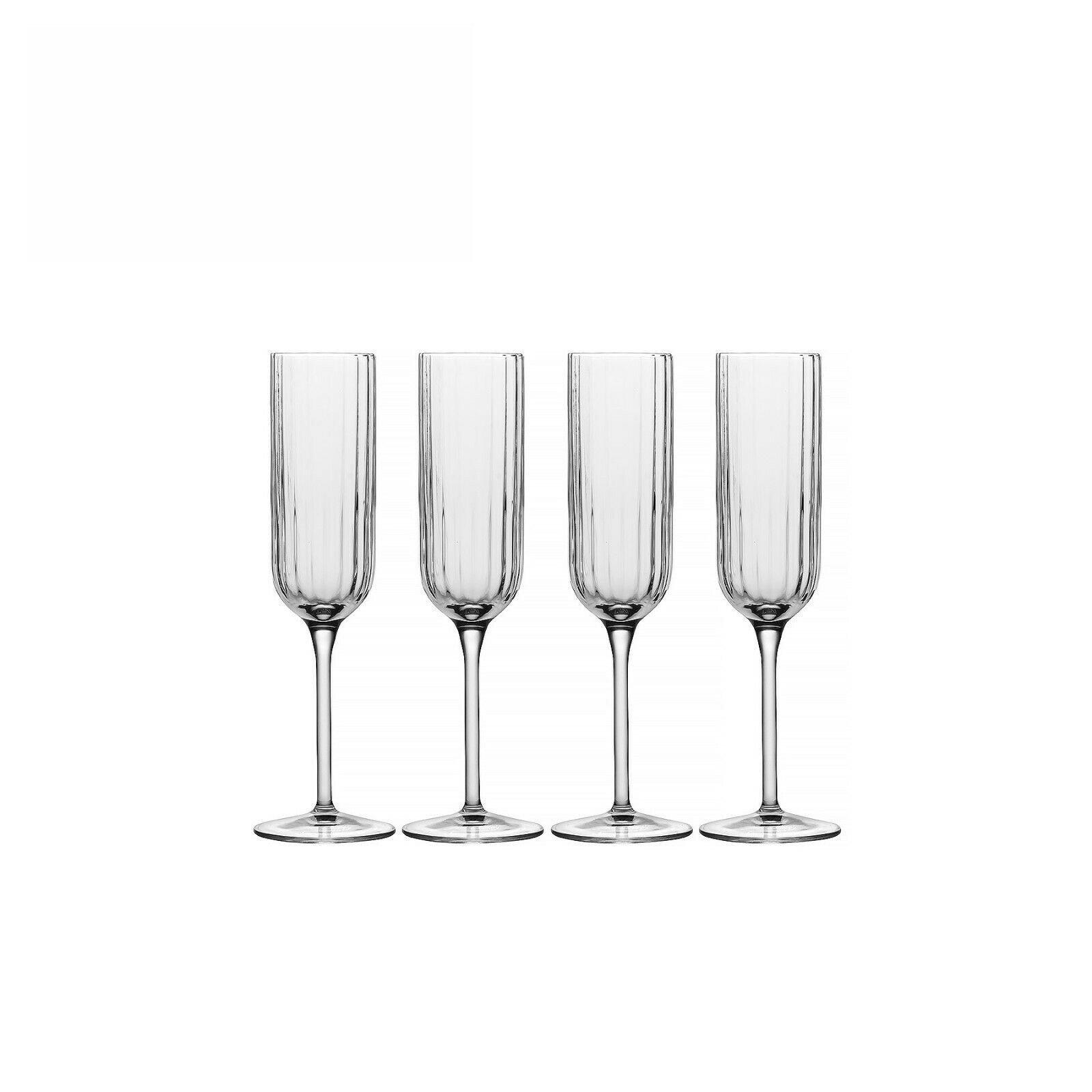 Champagne Flutes Crystal Set of 4, Vintage Prosecco Glasses, 210ml - Perfect Gift