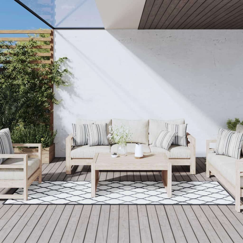 Outdoor Rug Grey and White 80x250 cm Reversible Design