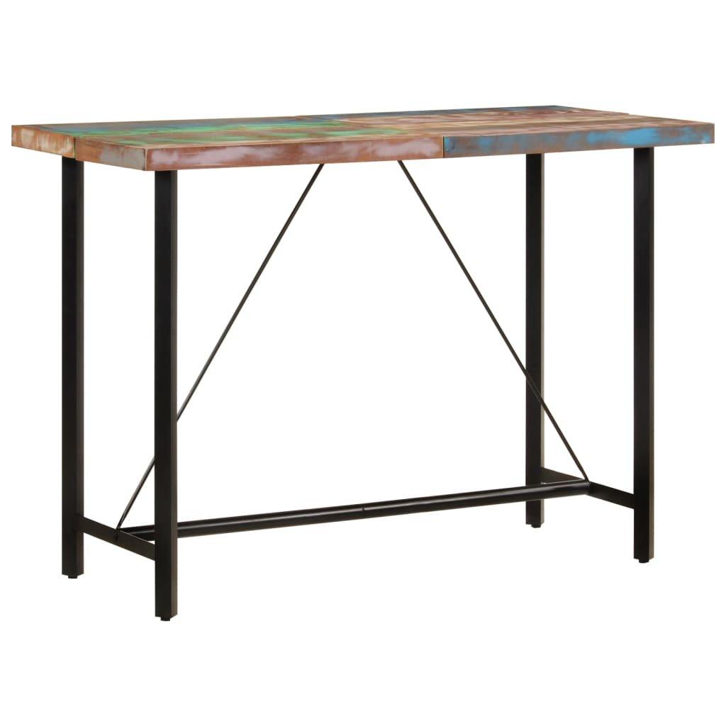 Bar Table 150x70x107 cm Solid Wood Reclaimed and Iron