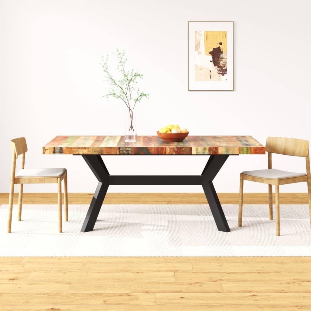 Dining Table Solid Reclaimed Wood and Steel Cross 180 cm