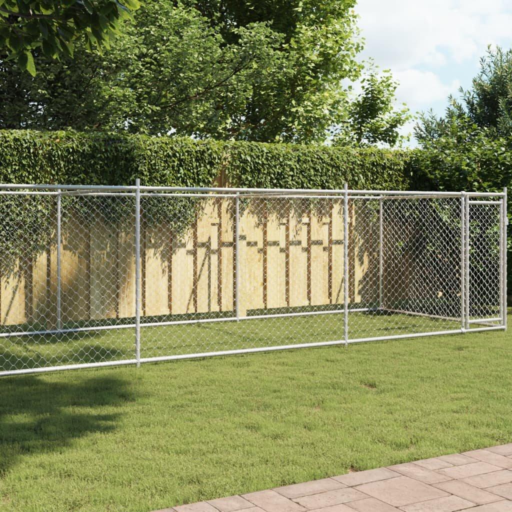 Dog Cage with Door Grey 8x2x1.5 m Galvanised Steel