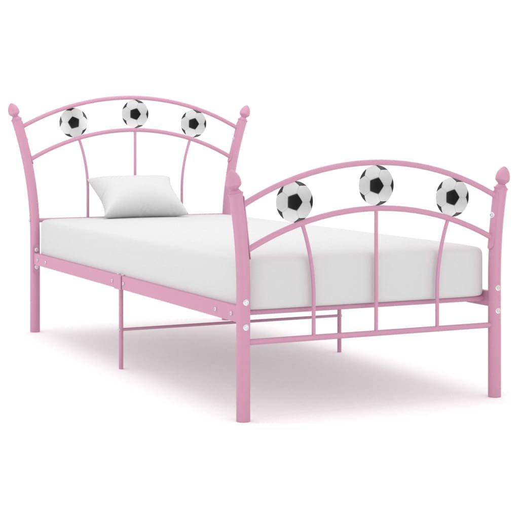 Bed Frame with Football Design Pink Metal 90x200 cm